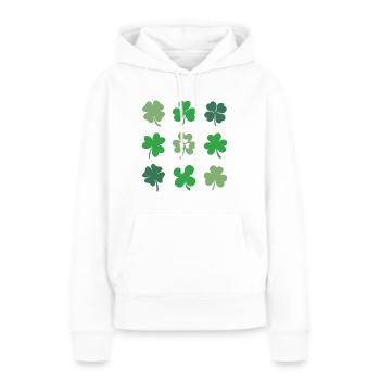 Trèfles - Sweat à capuche Premium bio Femme - blanc - Devant - Julia (174cm)