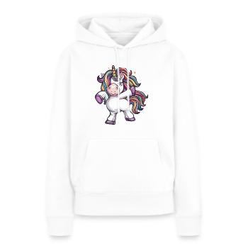 Bunter Einhorn Tanz - Frauen Premium Bio Hoodie - Weiß - Vorne - Julia (174cm)