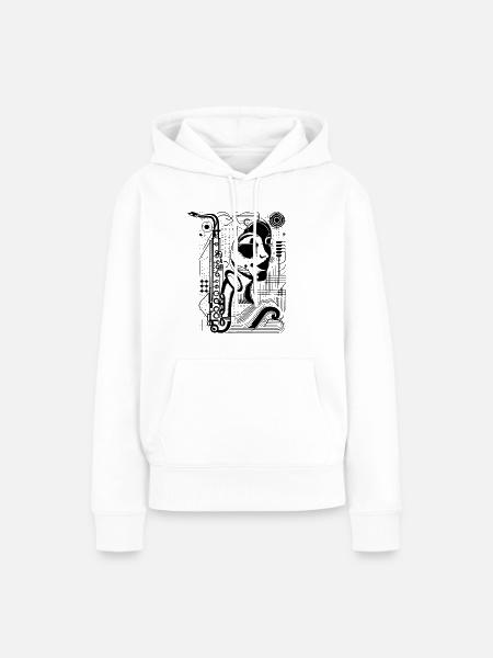 Weiblicher Saxophonist Grafik - Frauen Premium Bio Hoodie - Weiß
