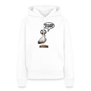 Glücklich fühlen - Seagull - Frauen Premium Bio Hoodie - Weiß - Vorne - Julia (174cm)
