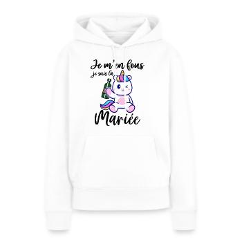 Je M'en Fous Je Suis La Mariée Licorne EVJF Future - Sweat à capuche Premium bio Femme - blanc - Devant - Julia (174cm)