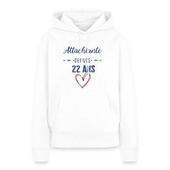 idée cadeau anniversaire 22 ans fille femme ado - Sweat à capuche Premium bio Femme - blanc - Devant - Julia (174cm)