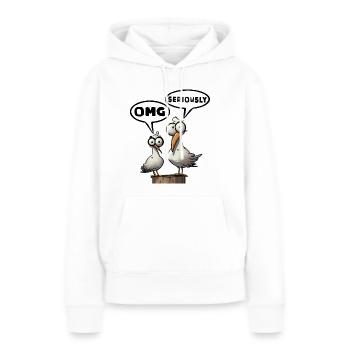 Sérieusement OMG Wow / Oh mon Dieu Wow | Connaissez votre - Sweat à capuche Premium bio Femme - blanc - Devant - Julia (174cm)