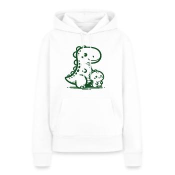 Dino mit Baby - Frauen Premium Bio Hoodie - Weiß - Vorne - Julia (174cm)