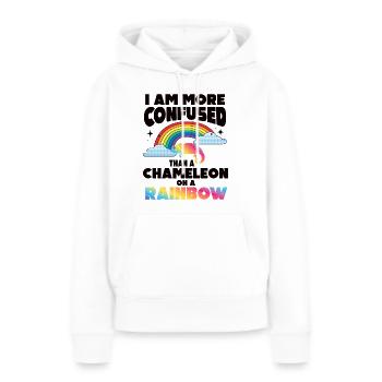 Je suis plus confus qu’un caméléon - Sweat à capuche Premium bio Femme - blanc - Devant - Julia (174cm)