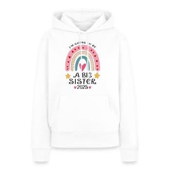 Je vais être une grande sœur 2025 Cadeaux de grande sœur - Sweat à capuche Premium bio Femme - blanc - Devant - Julia (174cm)