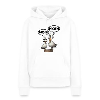 Morgenmuffel Spruch moin moin Möwen - Frauen Premium Bio Hoodie - Weiß - Vorne - Julia (174cm)