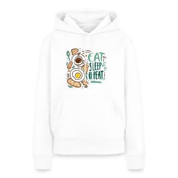 ESSEN SCHLAFEN WIEDERHOLEN - Frauen Premium Bio Hoodie - Weiß - Vorne - Julia (174cm)