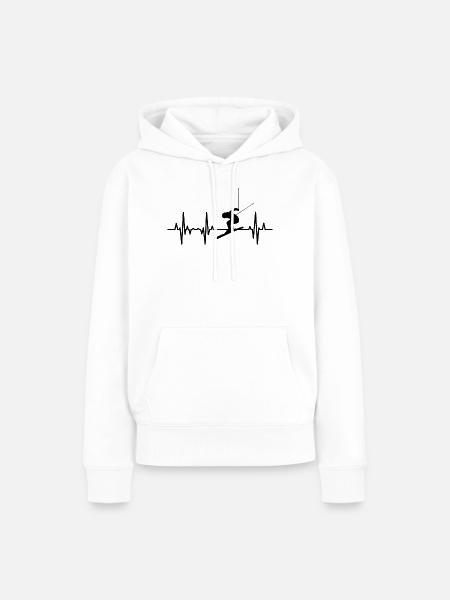 Skifahrer Herzlinie - Frauen Premium Bio Hoodie - Weiß