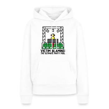 Blâmer les victimes : l’ultime faute de fête - Sweat à capuche Premium bio Femme - blanc - Devant - Julia (174cm)
