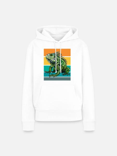 Leguan Retro Design - Frauen Premium Bio Hoodie - Weiß