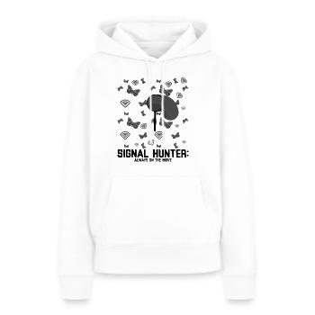 Signal Hunter: Immer in Bewegung - Frauen Premium Bio Hoodie - Weiß - Vorne - Julia (174cm)