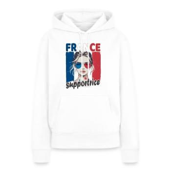 Supportrice France - Sweat à capuche Premium bio Femme - blanc - Devant - Julia (174cm)