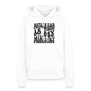 La maternité est mon ministère - Sweat à capuche Premium bio Femme - blanc - Devant - Julia (174cm)
