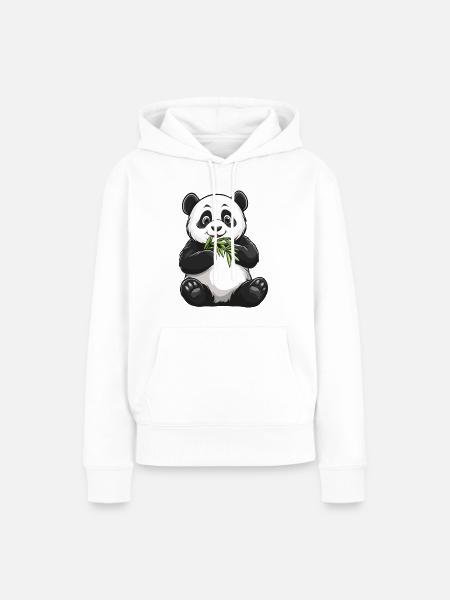 Pandabär mit Bambus - Frauen Premium Bio Hoodie - Weiß