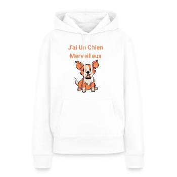J ai Un Chien Merveilleux - Sweat à capuche Premium bio Femme - blanc - Devant - Julia (174cm)