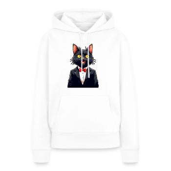Dapper Black Cat in Tuxedo - Women’s Premium Organic Hoodie - white - Front - Julia (174cm)