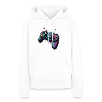 Manettes de jeux vidéo pour les joueurs - Sweat à capuche Premium bio Femme - blanc - Devant - Julia (174cm)