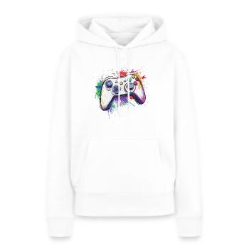 Manettes de jeux vidéo pour les joueurs - Sweat à capuche Premium bio Femme - blanc - Devant - Julia (174cm)