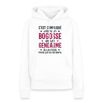 Es ist kompliziert, ein Bogosse und ein Gendarm zu sein - Frauen Premium Bio Hoodie - Weiß - Vorne - Julia (174cm)