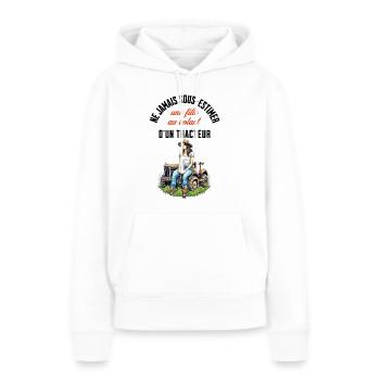 Fille au volant d'un tracteur - Sweat à capuche Premium bio Femme - blanc - Devant - Julia (174cm)