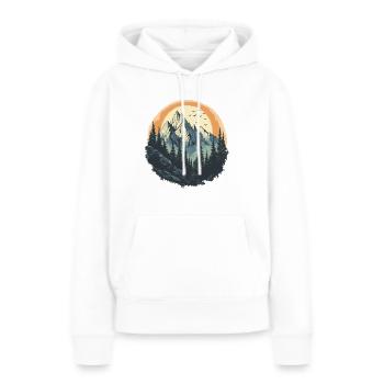 Berge und Wald, ein Wander Design - Frauen Premium Bio Hoodie - Weiß - Vorne - Julia (174cm)