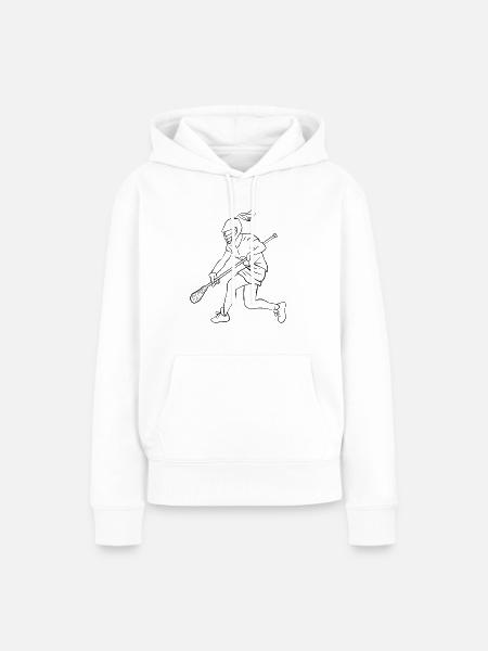 Lacrossespielerin Zeichnung - Frauen Premium Bio Hoodie - Weiß