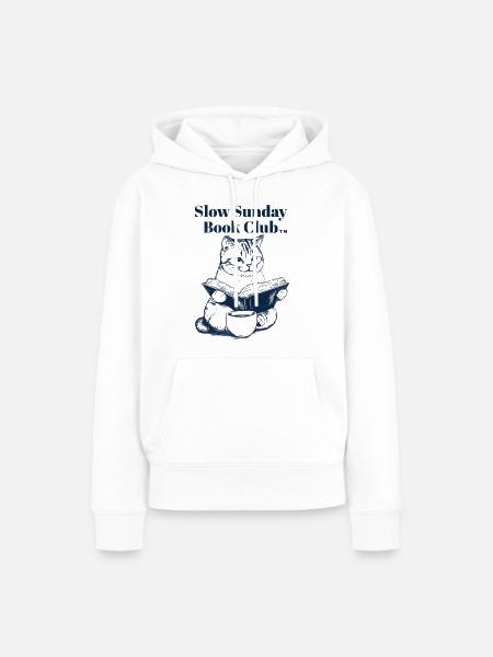 Slow Sunday Book Club - Frauen Premium Bio Hoodie - Weiß