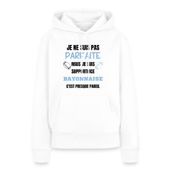 Supportrice Bayonnaise Parfaite Rugby - Sweat à capuche Premium bio Femme - blanc - Devant - Julia (174cm)