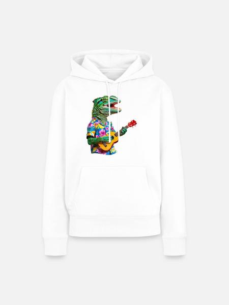 Chamäleon spielt Ukulele - Frauen Premium Bio Hoodie - Weiß