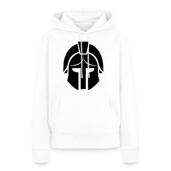 Spartanischer Helm - Frauen Premium Bio Hoodie - Weiß - Vorne - Julia (174cm)