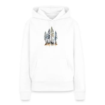 Teintes de la forêt : Pins aquarelle - Sweat à capuche Premium bio Femme - blanc - Devant - Julia (174cm)