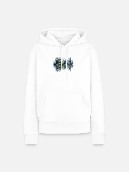 Aquarel Pine Reflectie - Vrouwen Premium Bio hoodie - wit