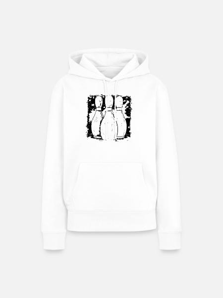 Bowling Pins Zeichnung - Frauen Premium Bio Hoodie - Weiß