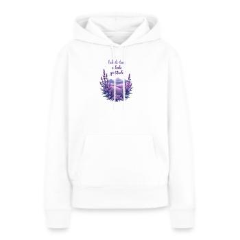 Lavendel Dankbarkeit Berg - Frauen Premium Bio Hoodie - Weiß - Vorne - Julia (174cm)