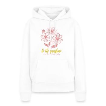 Blumen - Frühling - Soyez le soleil - Spruch - Sweat à capuche Premium bio Femme - blanc - Devant - Julia (174cm)