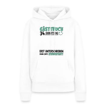 Livre d’or 34 Signe d’anniversaire pour enfants - Sweat à capuche Premium bio Femme - blanc - Devant - Julia (174cm)