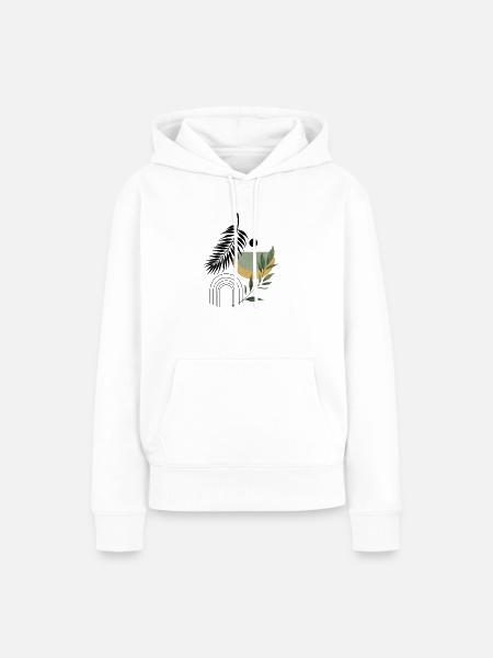 Boho Abstrakte botanische Harmonie - Frauen Premium Bio Hoodie - Weiß