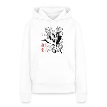 Rétro Vintage Grue Japonaise Oiseau - Sweat à capuche Premium bio Femme - blanc - Devant - Julia (174cm)
