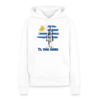 Wir gehen nach oben - Frauen Premium Bio Hoodie - Weiß - Vorne - Julia (174cm)