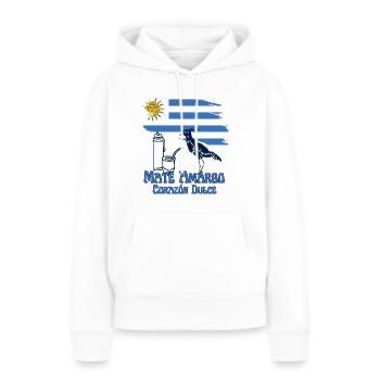 Mate Amargo, Corazón Dulce - Orgullo Uruguayo - Frauen Premium Bio Hoodie - Weiß - Vorne - Julia (174cm)