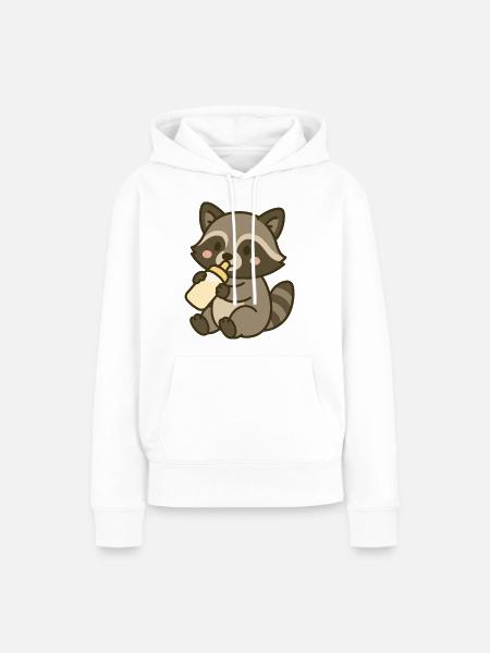 Flaschenzeit mit Waschbärchen - Frauen Premium Bio Hoodie - Weiß