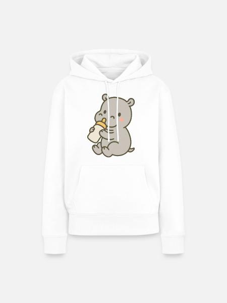 Flusspferdchen mit Fläschchen - Frauen Premium Bio Hoodie - Weiß