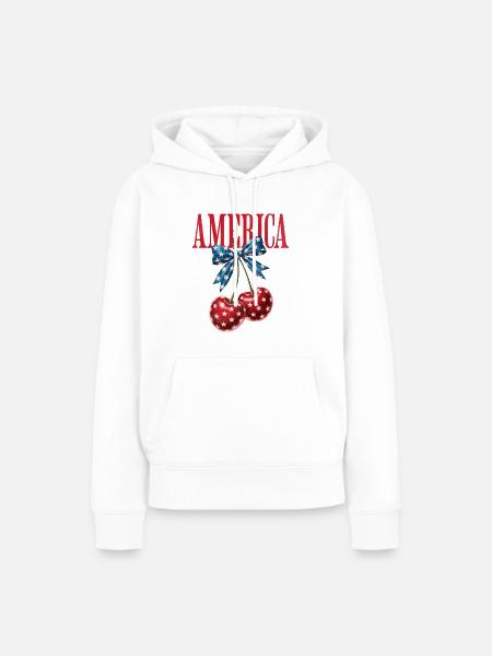 SSW-19America Kirsche - Frauen Premium Bio Hoodie - Weiß