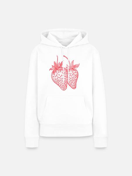 Strawberry - Frauen Premium Bio Hoodie - Weiß