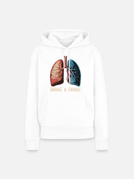 Inhale Exhale Lungenkunst - Frauen Premium Bio Hoodie - Weiß