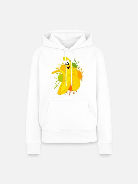 Fröhliche Bananen Farbexplosion - Frauen Premium Bio Hoodie - Weiß
