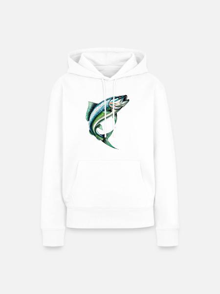 Springender Barsch im Grünblau - Frauen Premium Bio Hoodie - Weiß