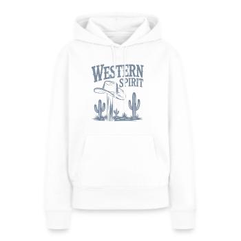 Western Spirit – Vintage Cowboy - Frauen Premium Bio Hoodie - Weiß - Vorne - Julia (174cm)