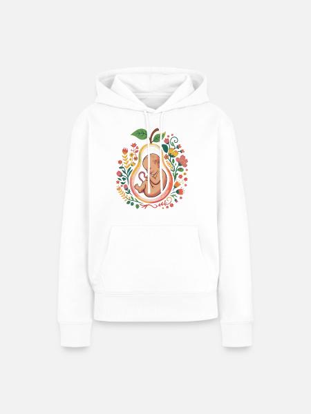 Frucht des Lebens: Blütenbauch - Frauen Premium Bio Hoodie - Weiß